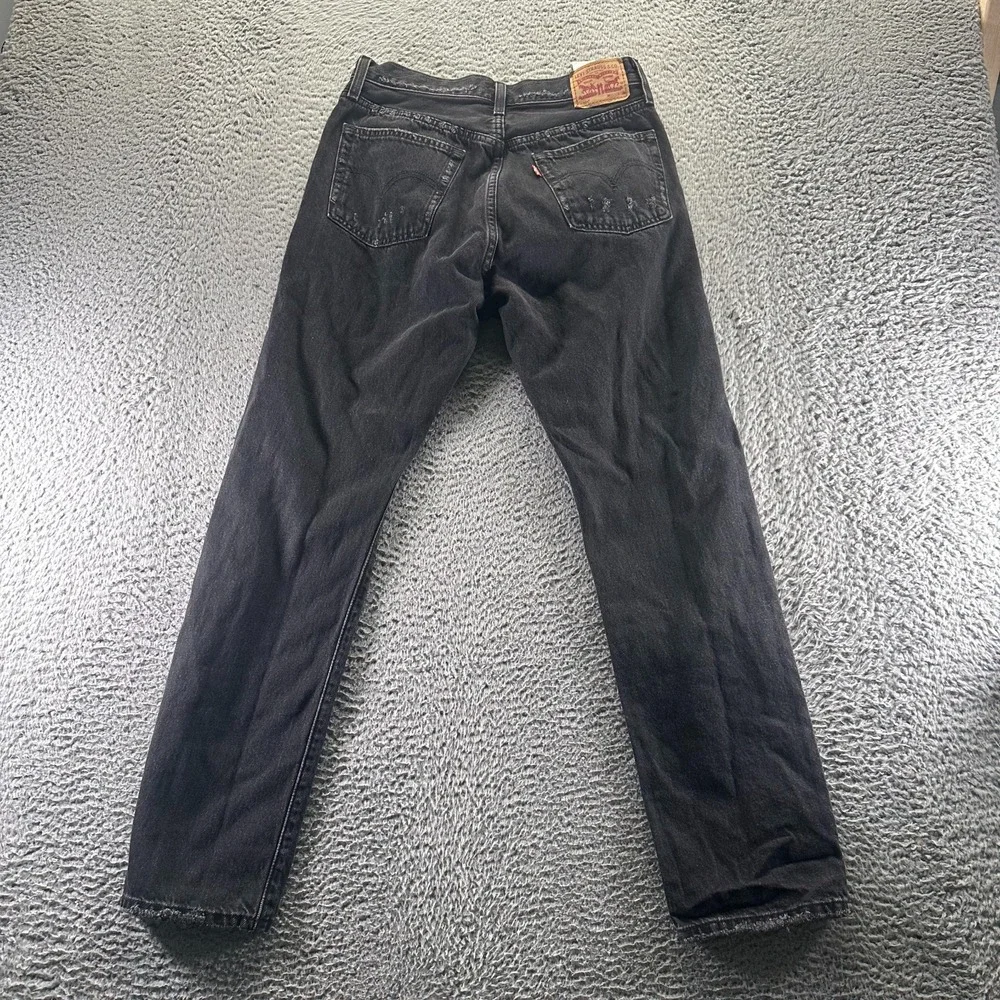 Levi's 501 Jeans Mens 28x30 Black Cotton Denim Straight Distressed Workwear